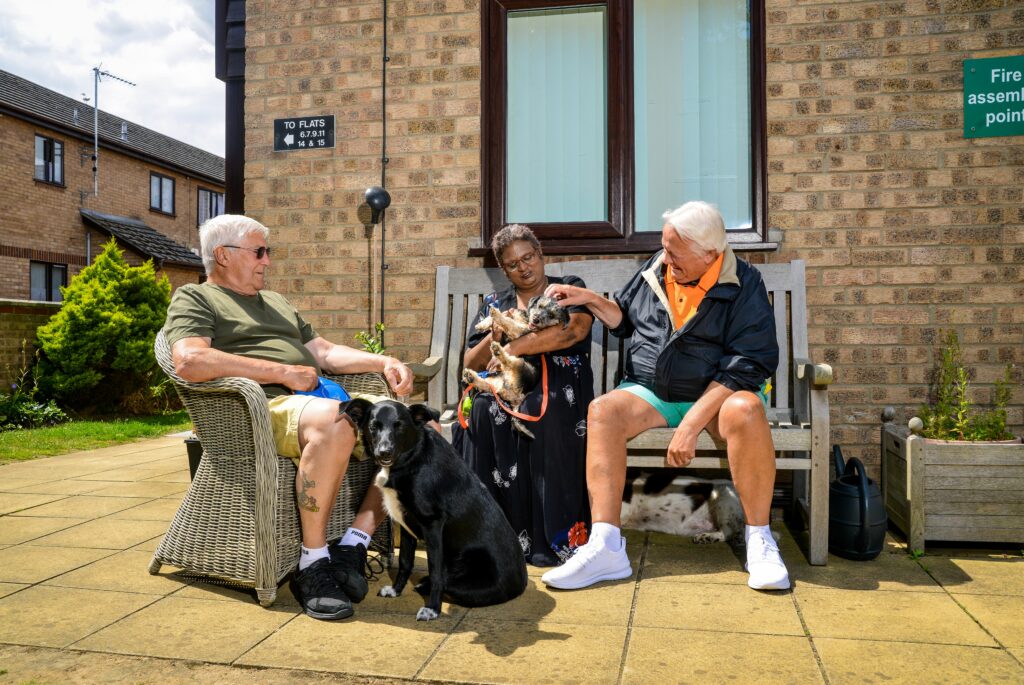 Socialising tenant in rented retirement community with pet friendly policy