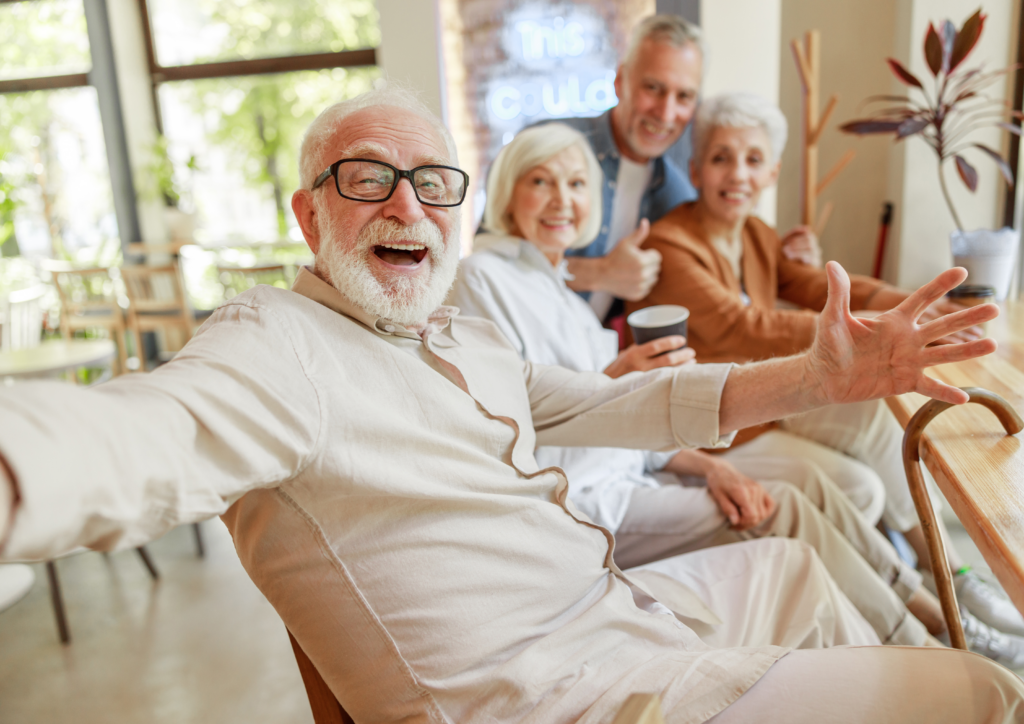 Happy tenants enjoying socialising in retirement community