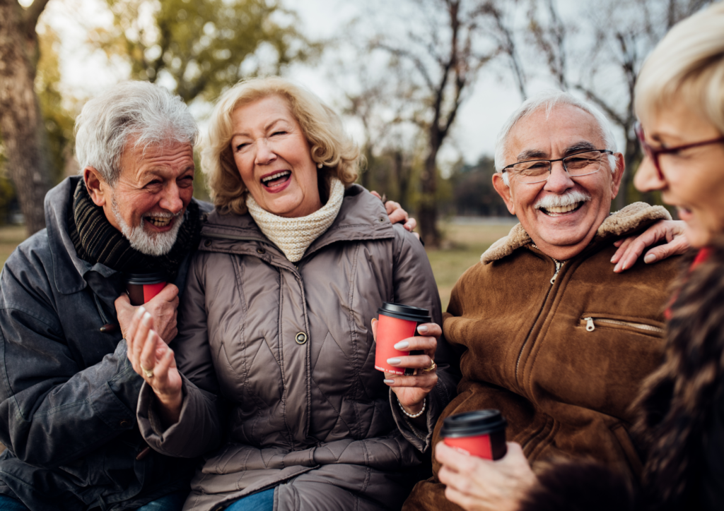 Couples socialising in retirement community