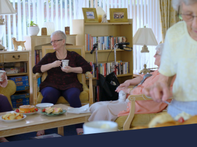 Group of retired ladies in retirement development