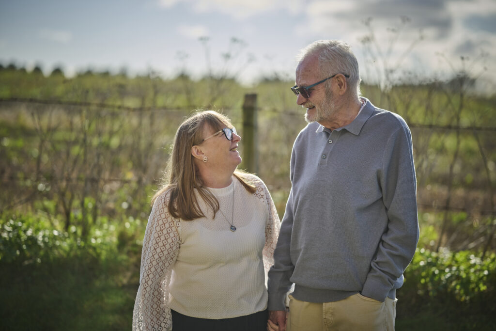 retired couple in rural setting