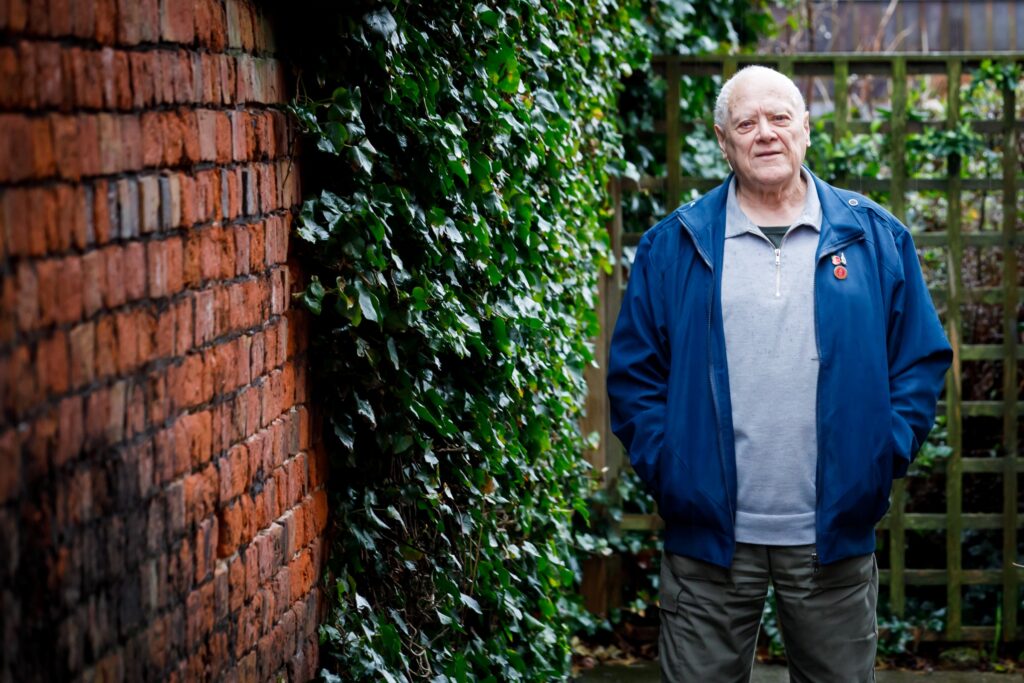 Retirement resident in communal garden
